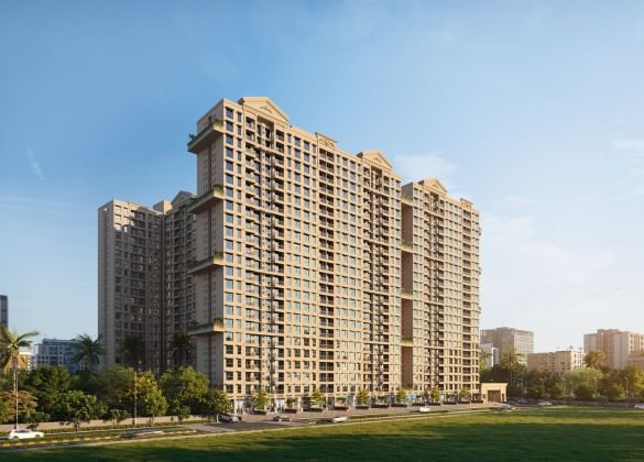 Daytime exterior view of the Passcode L3 Living residential towers in Dombivli. The image showcases the multiple high-rise buildings under a bright blue sky, highlighting their architectural scale and design.